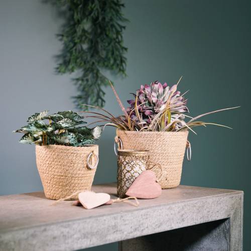 Floristik24 Pot en zinc avec cache pot en jute Ø18cm H15cm