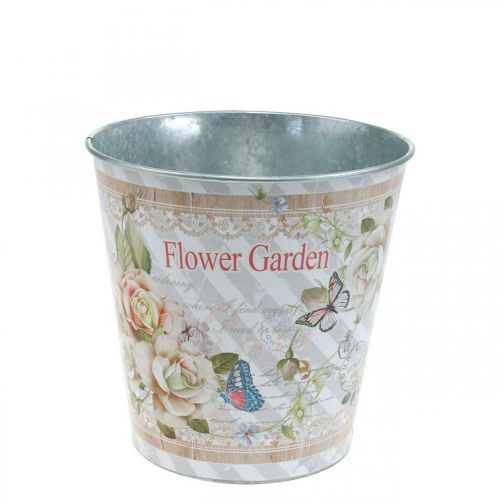 Floristik24 Pot de fleurs décoration d'été jardinière roses en métal Ø11,5cm H10,5cm