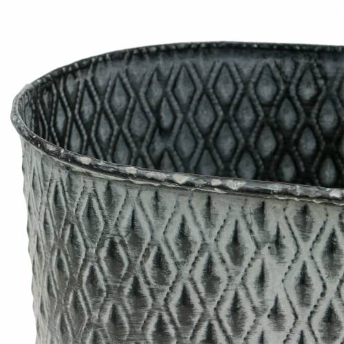 Floristik24 Pot en zinc avec motif losange ovale 23cm x 15cm / 21,5cm x 14cm 2pcs