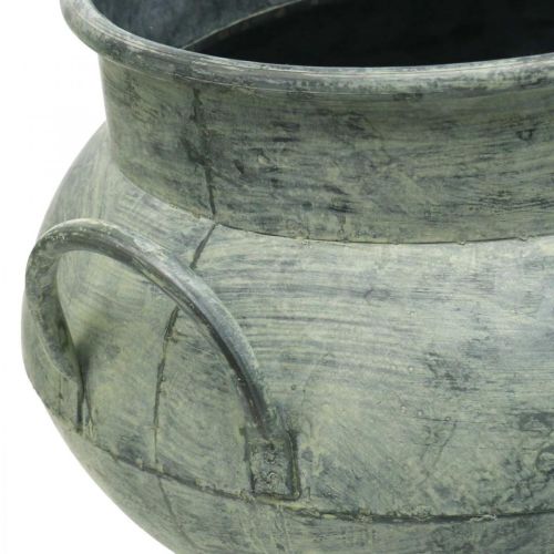 Floristik24 Jardinière avec poignées métal vert lavé Ø28/40cm lot de 2