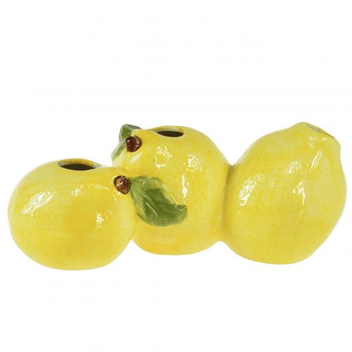 Floristik24 Vase décoratif citron céramique 3 ouvertures 21,5x11x8cm