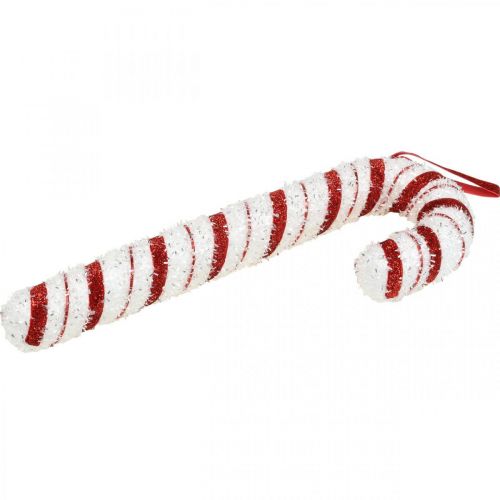 Article Canne Bonbon Déco Noël Rouge Blanc Rayé H34cm