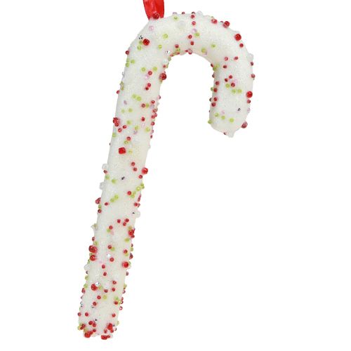 Article Décoration canne en bonbon à suspendre en blanc, colorée, H20cm, 6 pièces