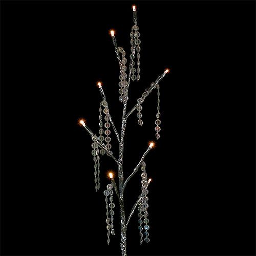 Floristik24 Branche argent avec diamants LED 75cm set de 2