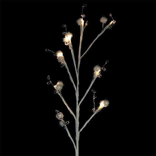 Floristik24 Branche blanche avec boule de neige LED 75cm lot de 2