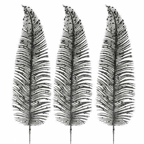 Floristik24 Fougère déco scintillante noire 3pcs