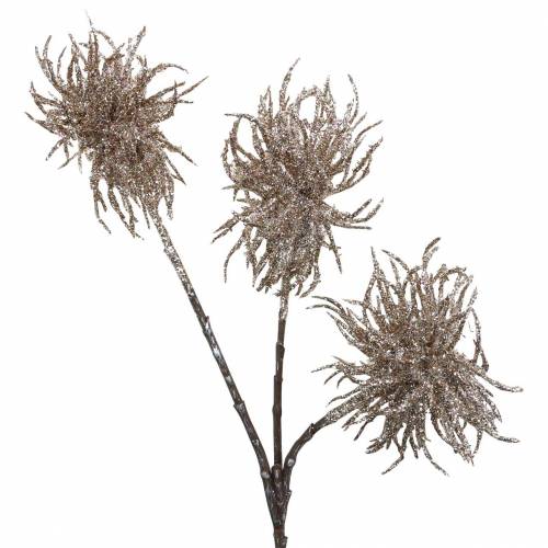 Branche de clématite artificielle champagne avec paillettes 46cm Branche de clématite artificielle champagne avec paillettes 46cm