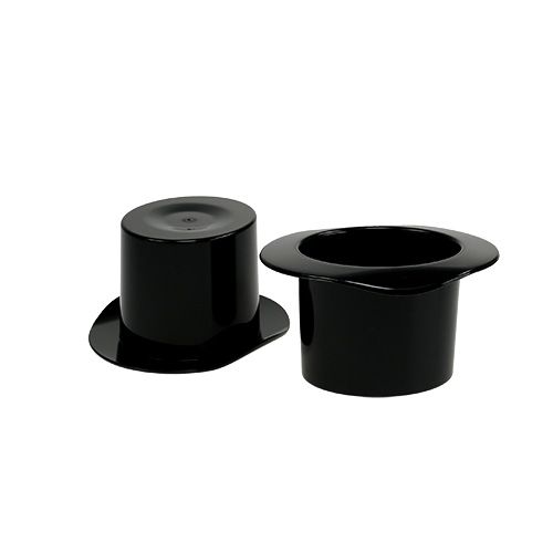 Cylindre déco noir, réveillon, chapeau en cache-pot H5.5cm 12pcs