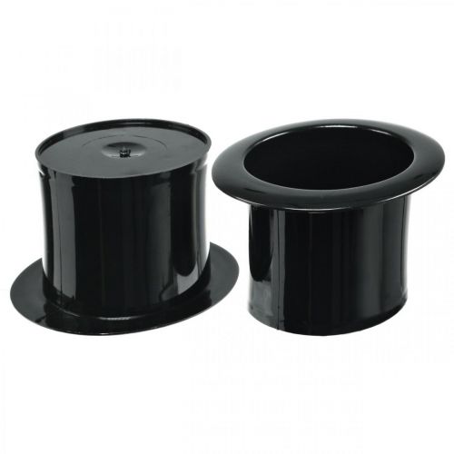 Cylindre décoratif, décoration réveillon, chapeau à planter, jardinière Nouvel An Noir H5cm L12cm 20 pcs