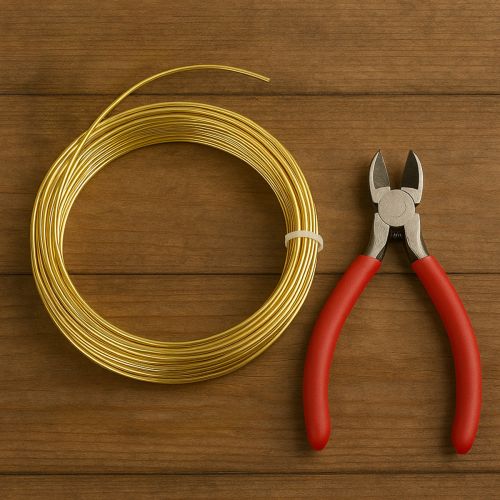 Article Fil d'aluminium doré, 2 mm, 60 m, 500 g, fil flexible pour la décoration et la joaillerie.