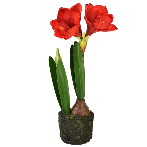 Article Amaryllis en boules de mousse artificielle - fleurs rouge vif, 49 cm - décoration de chambre élégante et naturelle