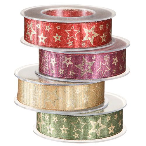 Article Ruban cadeau ruban étoile avec étoiles colorées 25mm 15m
