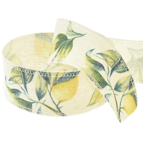 Floristik24 Ruban citrons et feuilles ruban décoratif coton 40mm 10m