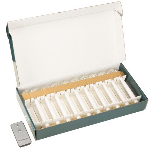 Article Bougies LED en forme d'arbre, bougies coniques avec cristal, lumière jaune, 31 cm, lot de 10