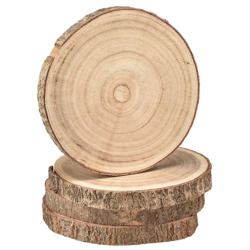 Floristik24 Disque d'arbre décoration en bois de Paulownia naturel Ø17-21cm 4 pcs