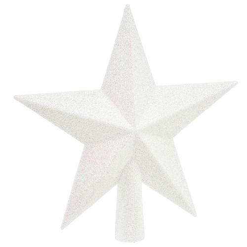 Floristik24 Cime de sapin blanche étincelante 19 cm - incassable et scintillante, parfaite pour des décorations de Noël élégantes