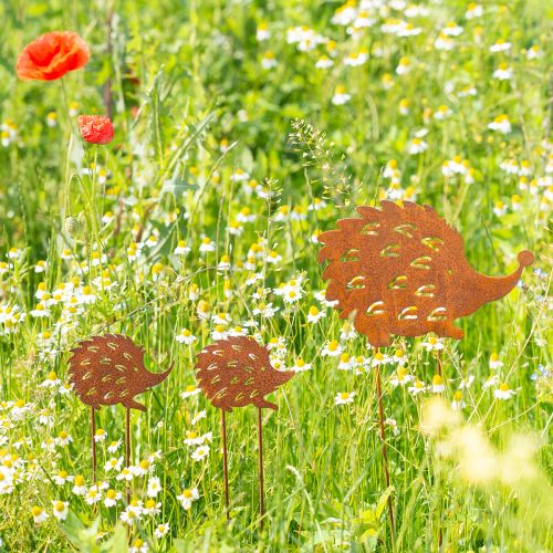 Article Bouchon de lit hérisson métal rouille patiné 10x8,5cm 6 pcs