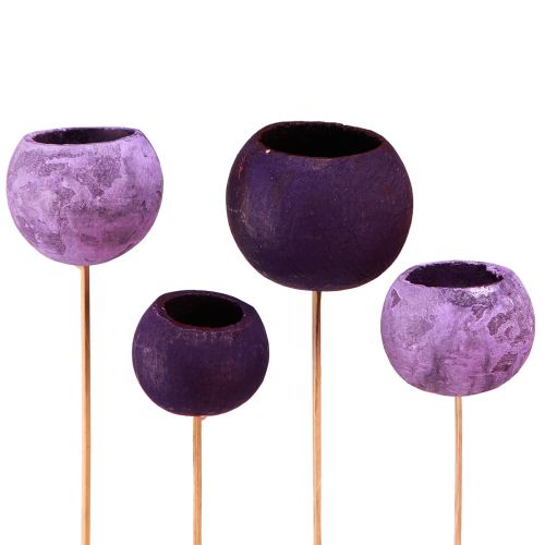 Floristik24 Bell Cup sur bâtonnet Décoration sèche Violet 44cm 15pcs