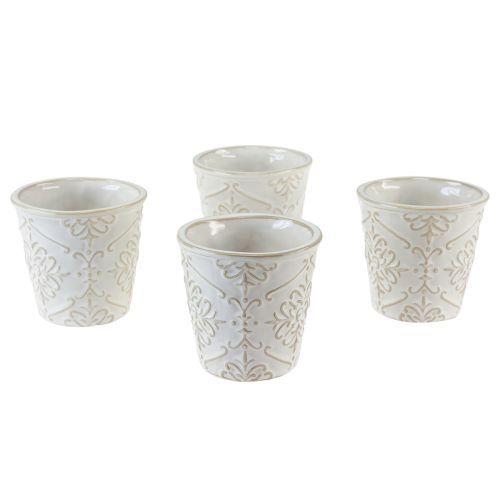 Jardinière cache-pot en céramique blanc Ø7cm H8cm 4pcs