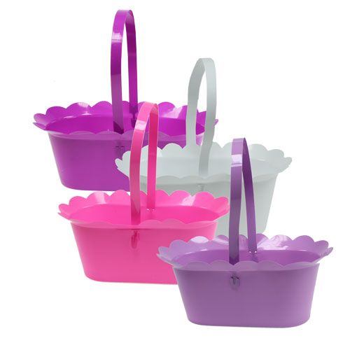 Floristik24 Panier en plastique avec poignée ovale assort. 21 x 11 x 9,5 cm 10 pièces