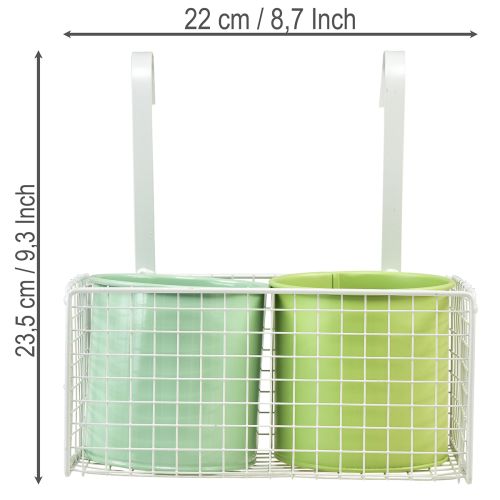 Article Pot de fleurs suspendu en métal, vert, décoration de balcon, L22cm H23,5cm