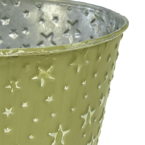 Article Pot de fleur jardinière métal étoiles vert argent Ø16cm