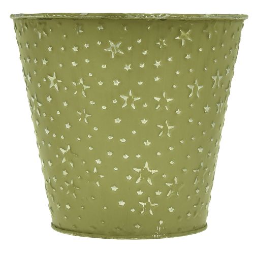 Article Pot de fleur jardinière métal étoiles vert argent Ø16cm