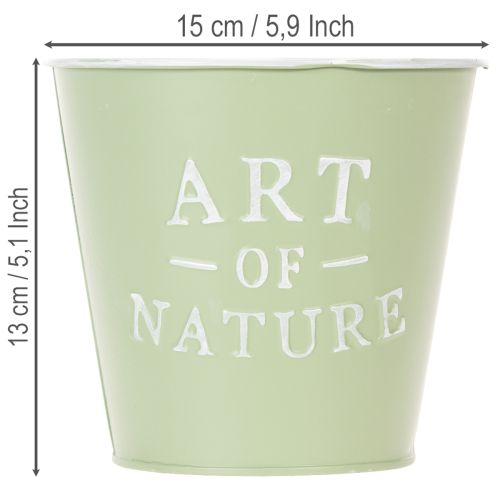 Pot de fleurs en zinc, vert menthe, Ø15cm, H13,5cm | Floristik24.be