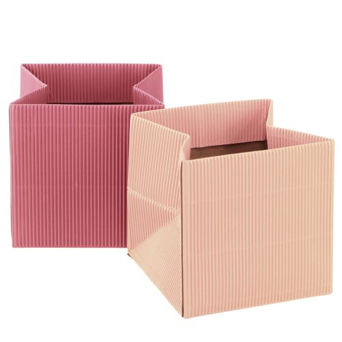 Floristik24 Jardinière à fleurs sac à fleurs rose saumon 12cmx12cm 6 pcs