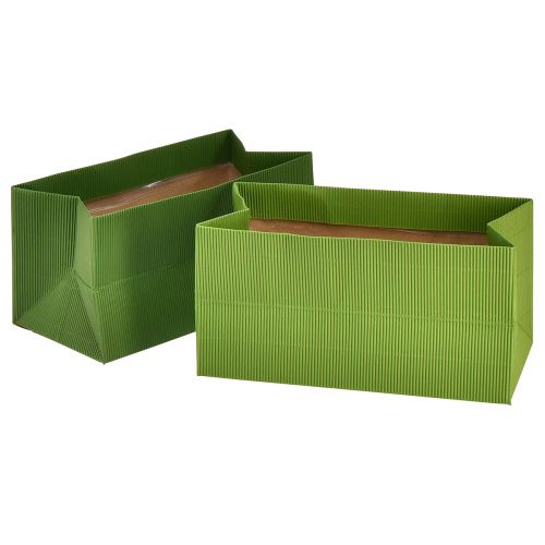 Floristik24 Jardinière Longue Nervurée Vert Olive Vert 24x12cm 6 pcs