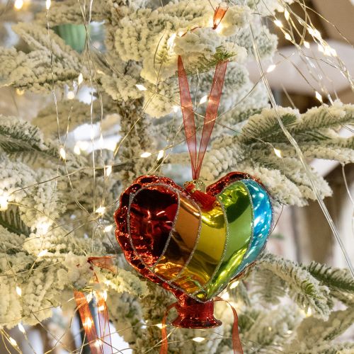 Article Boules de Noël colorées en verre, ballons en forme de cœur, bouche de baiser, 12 cm, 2 pièces