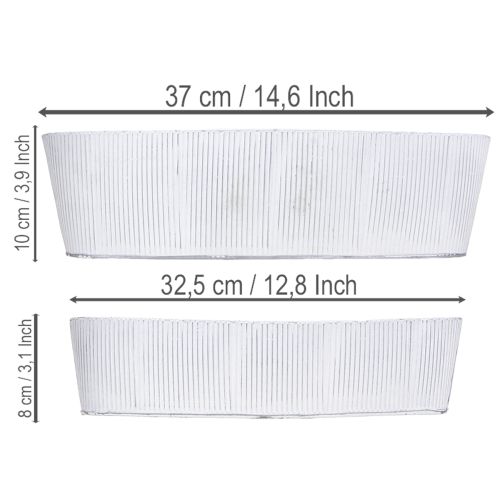 Article Bol ovale en métal blanc et argent, 32,5 cm/37 cm, lot de 2.