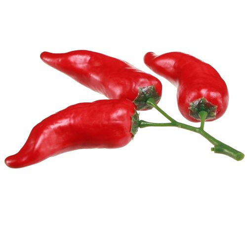 Article Piment rouge nourriture factice 9cm sur branche 3 pcs