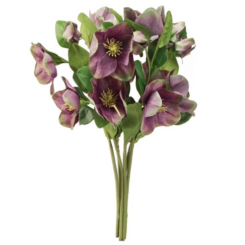 Article Roses de Noël Rose des Neiges Artificielle Fleur Violette L35cm 6 pcs
