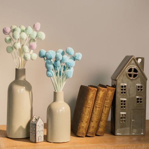Article Décoration de vase en fleurs séchées Craspedia, style minimaliste, décoration estivale longue durée, 55 cm, lot de 20.