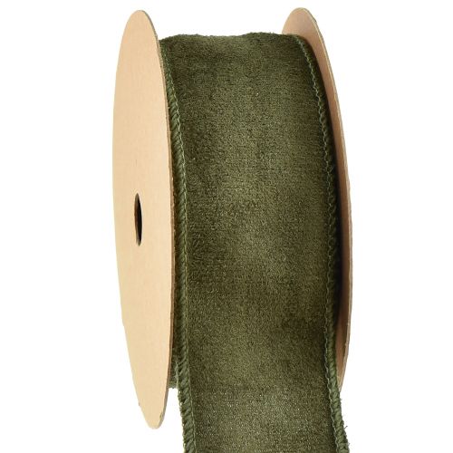 Floristik24 Ruban en tissu ruban décoratif en velours ruban de bijoux vert W50mm L8m