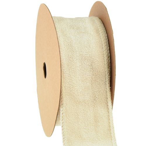 Floristik24 Ruban décoratif ruban de velours ruban décoratif ruban de bijoux beige W50mm L8m