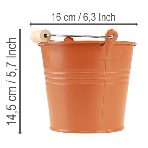 Article Seau/jardinière décoratif en métal, brun orangé, Ø 16 cm, H 14,5 cm, 1,6 L