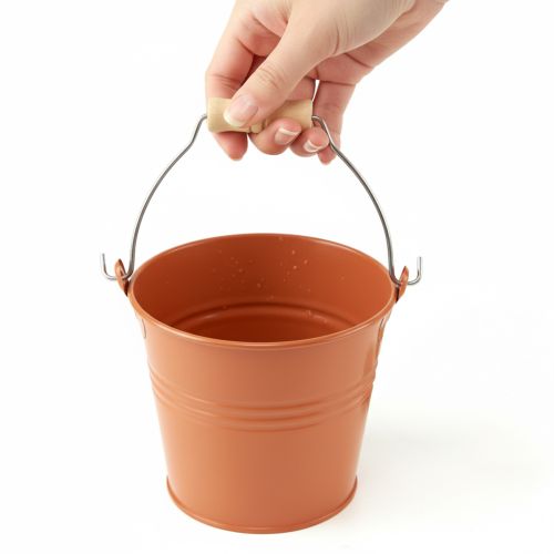 Article Seau/jardinière décoratif en métal, brun orangé, Ø 16 cm, H 14,5 cm, 1,6 L