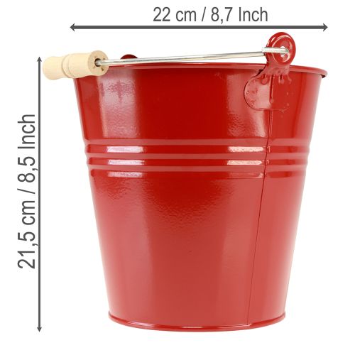Article Seau/jardinière décoratif en métal rouge, Ø 22 cm, H 21,5 cm, 6 L