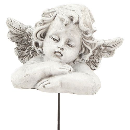 Floristik24 Ange décoratif sur bâton décoration funéraire décorative gris blanc H6,5cm 3 pièces