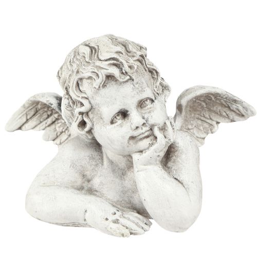 Floristik24 Figurine d&#39;ange déco polyrésine décoration funéraire gris blanc H6cm 3 pièces