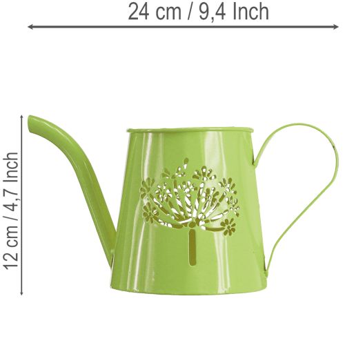 Arrosoir décoratif en métal, motif pissenlit, vert, 12 cm de haut, lot de 2, vase décoratif, style shabby chic | Floristik24.be