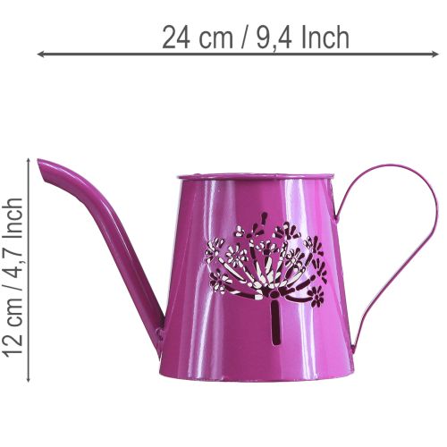 Arrosoir décoratif, métal violet, style bohème, motif pissenlit, 12 cm de haut, lot de 2 | Floristik24.be