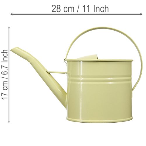 Arrosoir décoratif en métal, vert et jaune, petit modèle, 28 x 13 x 17 cm, 1,25 l, style vintage, décoration de balcon | Floristik24.be