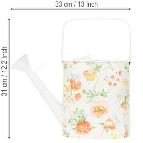 Arrosoir décoratif vintage en métal à motif de rose, décoration de jardin estivale, pot de fleurs nostalgique, H31,5 cm | Floristik24.be