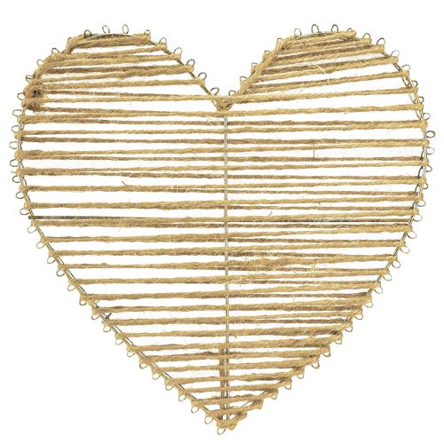 Floristik24 Coeur décoratif jute naturel pour décoration de Noël à suspendre 20cm 4 pcs