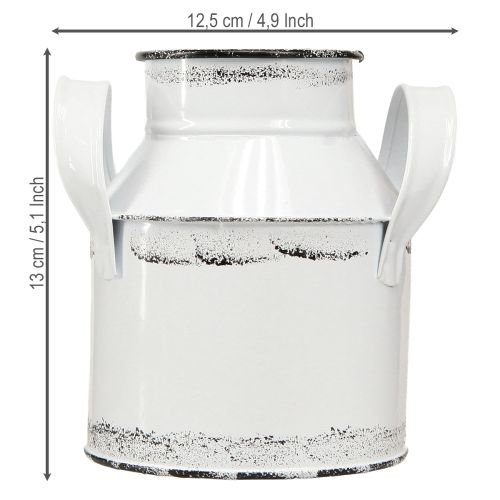 Article Pichet décoratif en métal avec anses, blanc et noir, 13 cm de haut, 2 pièces