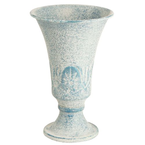 Article Calice Décoratif Métal Antique en Blanc Bleu Ø11cm H17.5cm