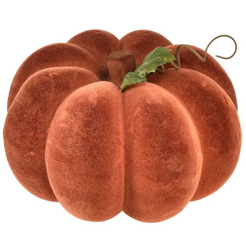 Article Citrouille décorative floquée - décoration de table automnale en marron rouge fort 20cm 2pcs
